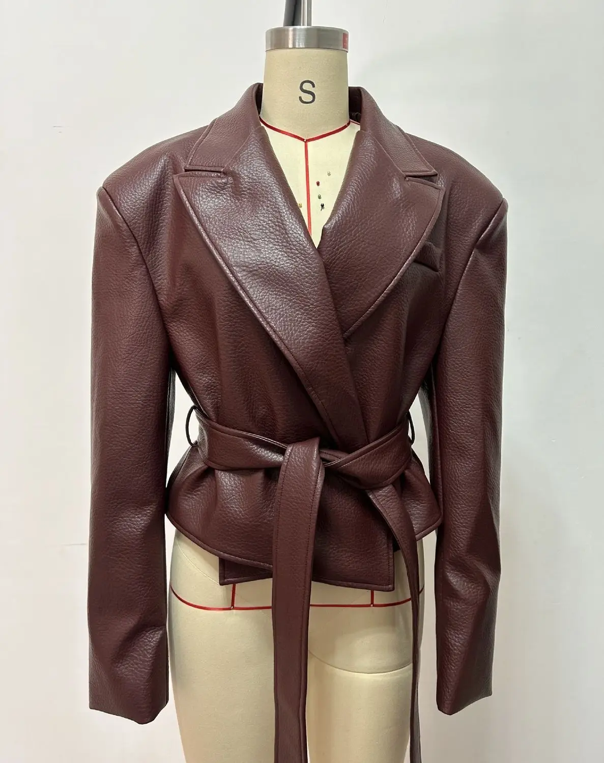 Autumn Winter Women'S Clothing Motorcycle Cool Strap Temperament Leather Jacket 2026 New Women With Belt Biker Jacket Women Coat