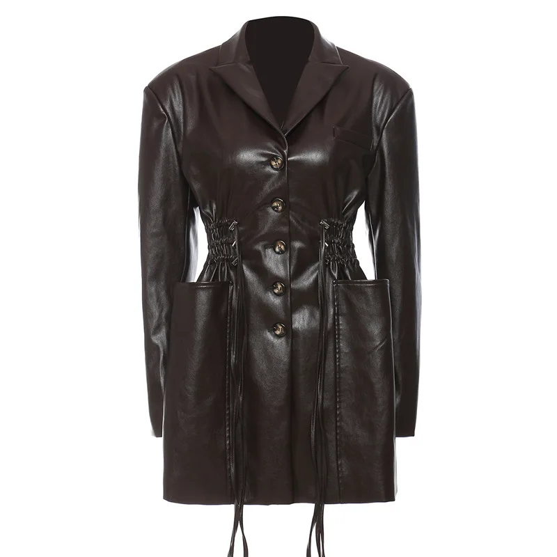 Faux Leather Jacket for Women, Turndown Collar, Punk Coat, Motorcycle, Black, Rivet Zipper, Outerwear, Female, Autumn, 2025