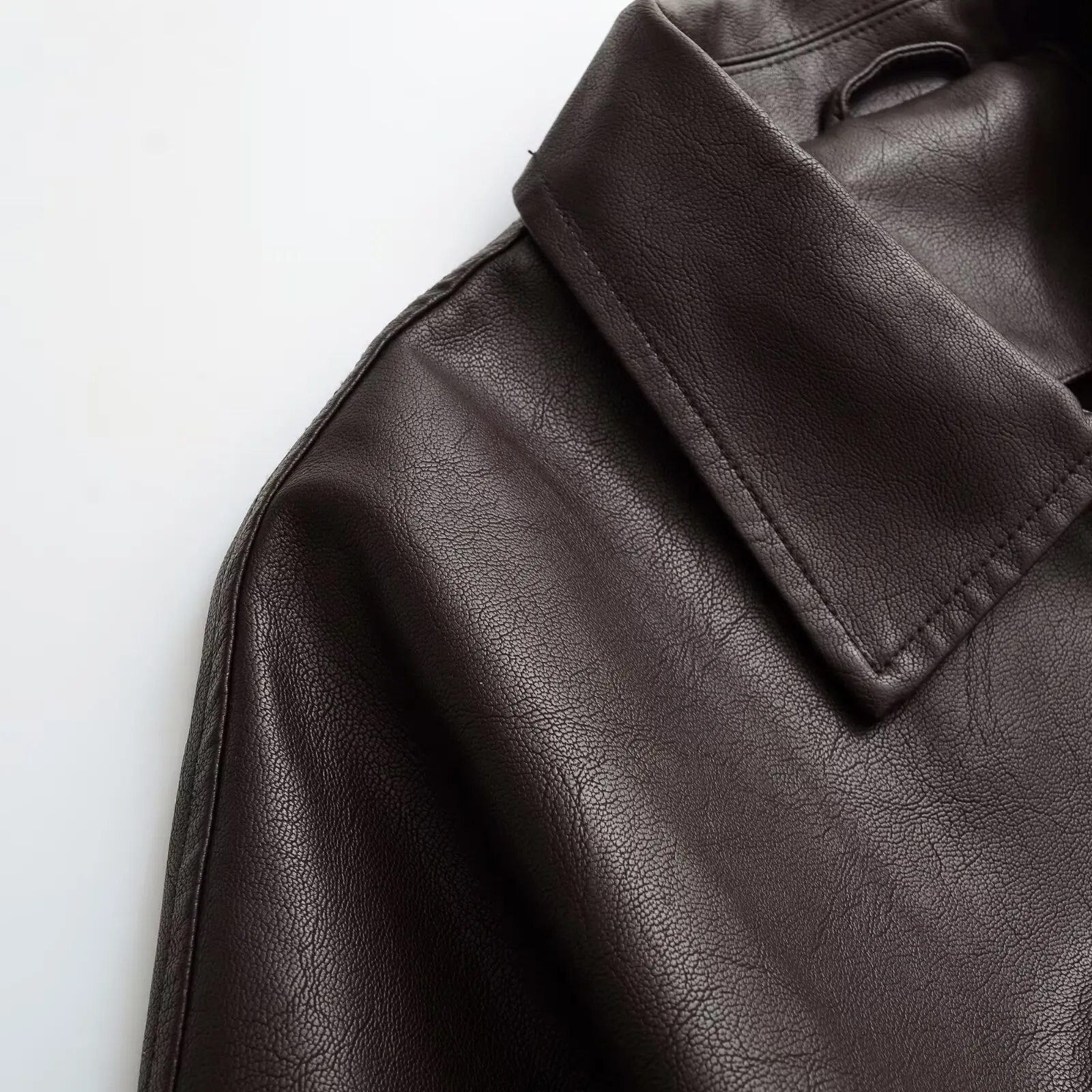 Vintage PU Leather Bomber Jackets 2025 Autumn New Ladies Zipper Lapel Long Sleeve Pocket Coat Brand Women's Loose Streetwear Hot
