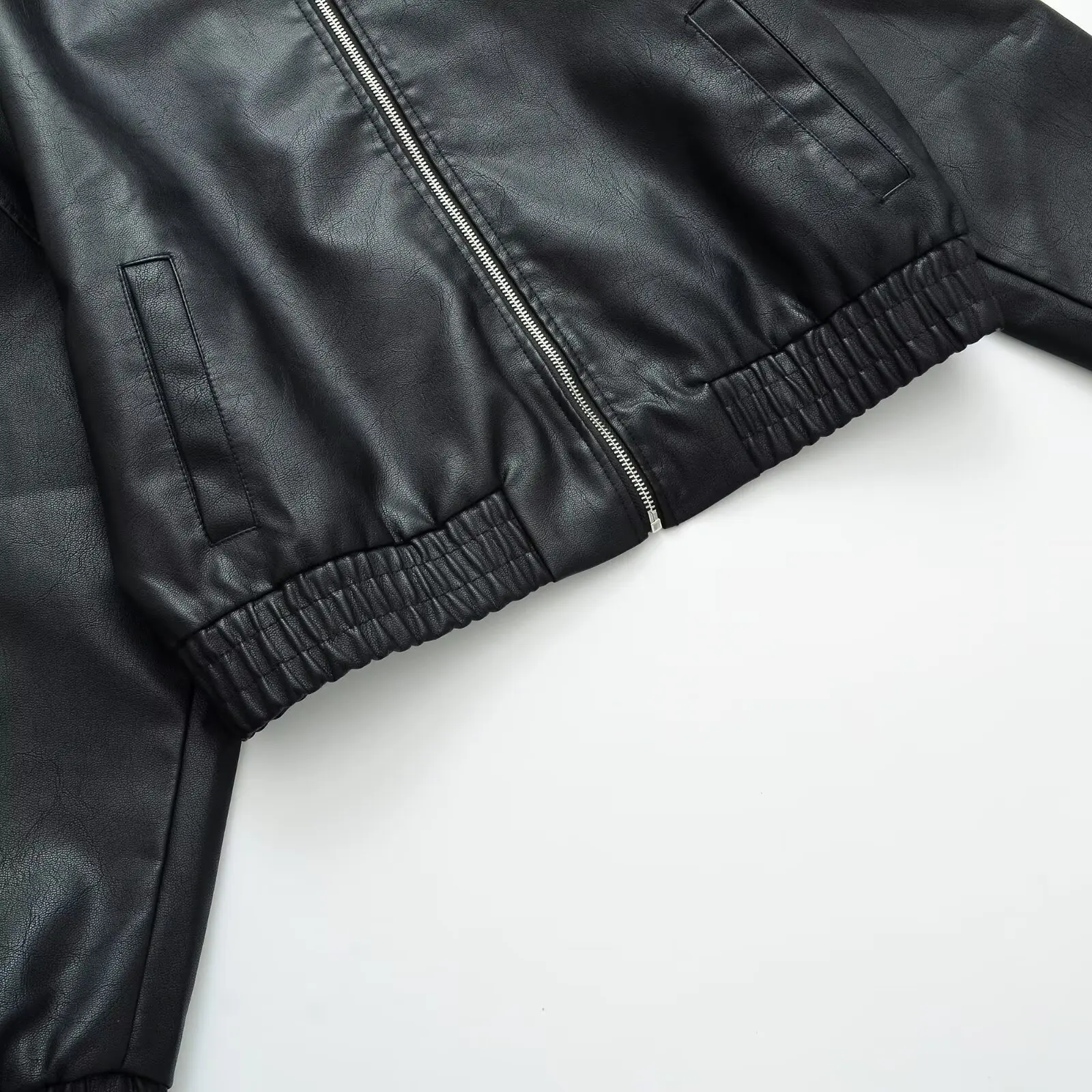 Vintage PU Leather Bomber Jackets 2025 Autumn New Ladies Zipper Lapel Long Sleeve Pocket Coat Brand Women's Loose Streetwear Hot