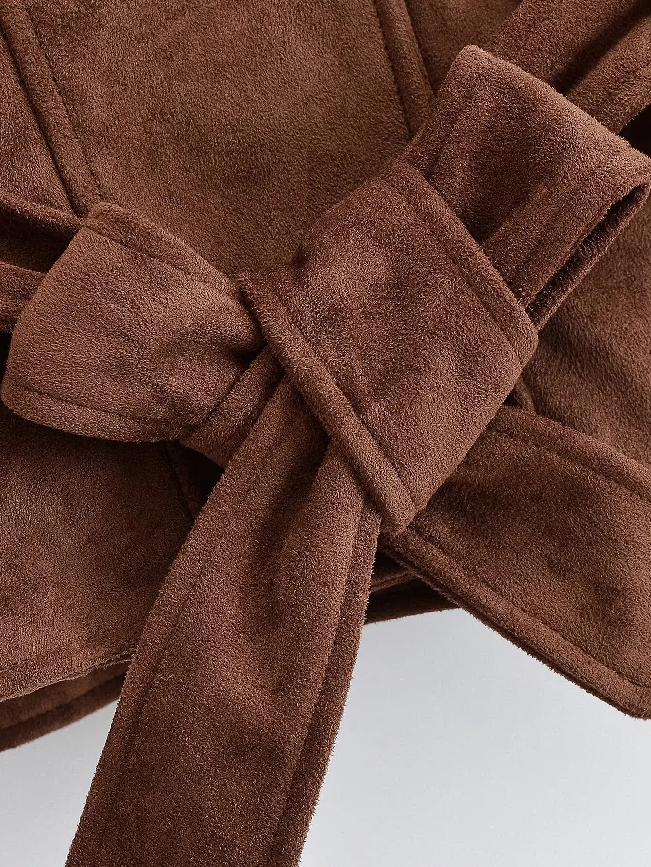 Autumn Casual Fashion Lady Streetwears Vintage Brown Suede Leather Women's Jacket Solid Loose Long Sleeved Pocket Brand Coat