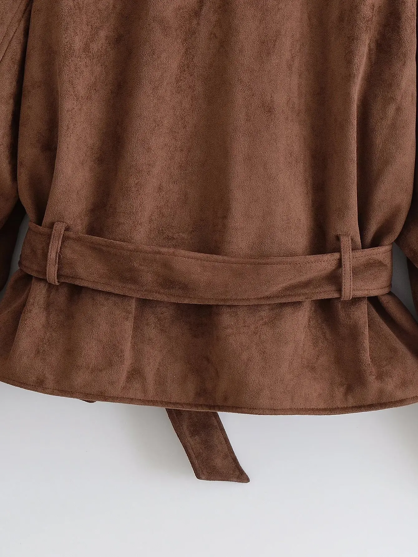 Autumn Casual Fashion Lady Streetwears Vintage Brown Suede Leather Women's Jacket Solid Loose Long Sleeved Pocket Brand Coat