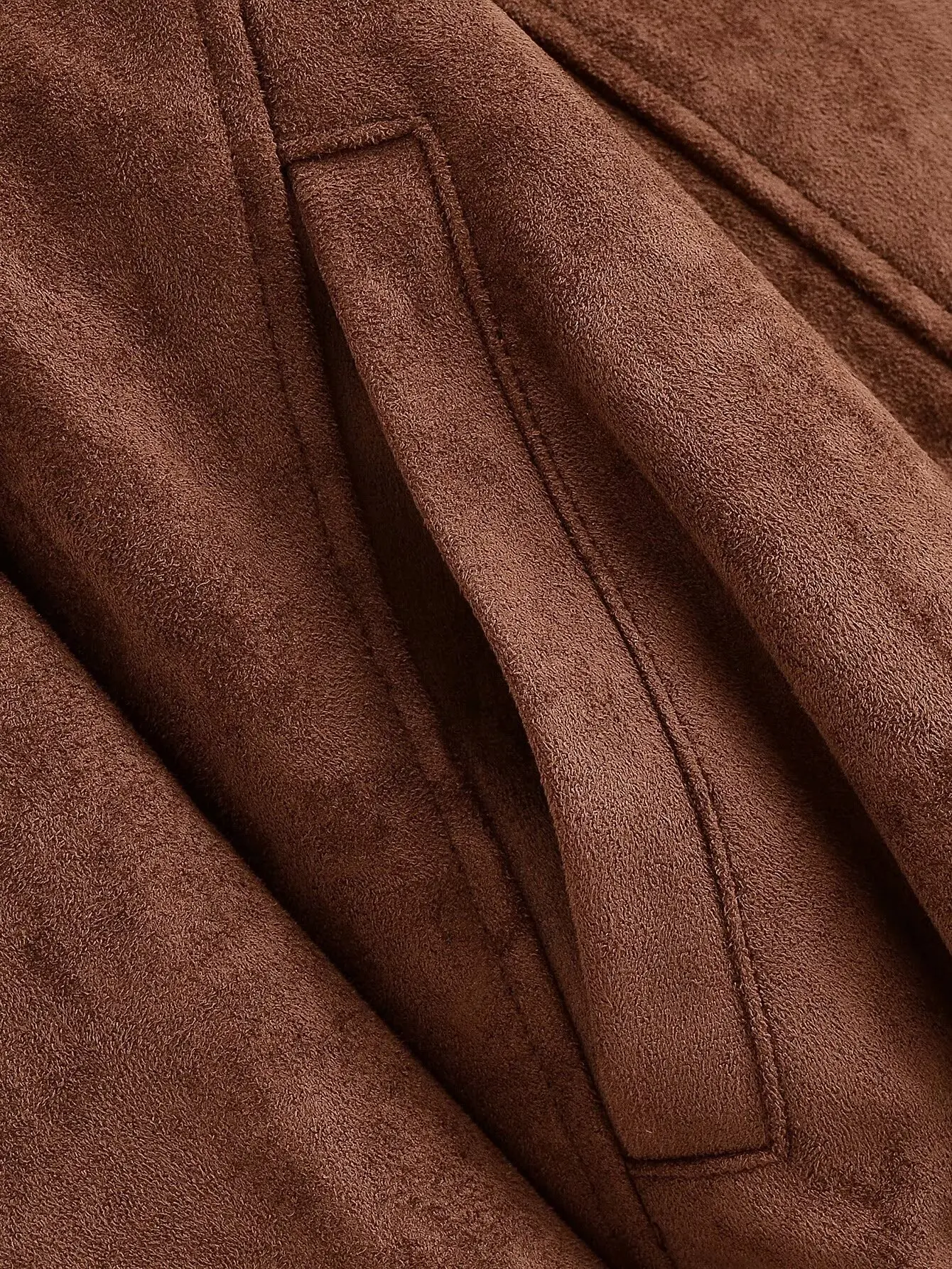 Autumn Casual Fashion Lady Streetwears Vintage Brown Suede Leather Women's Jacket Solid Loose Long Sleeved Pocket Brand Coat