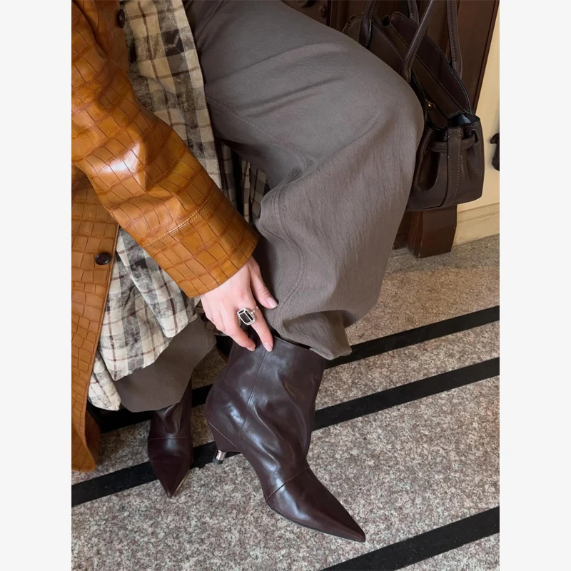Brown Croc Embossed Faux Leather Long Trench Coat Lapel Single Breasted Straight Long Front Pockets Women Vintage Autumn Winter
