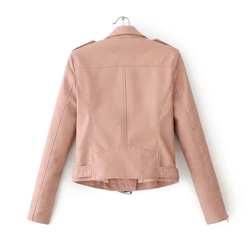 2025 Fashion Women's Short Leather Jacket Small Coat Spring Autumn Slim Moto-biker Outerwear Lady Zip-up PU Leather Coats Korean