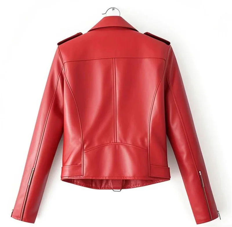 2025 Fashion Women's Short Leather Jacket Small Coat Spring Autumn Slim Moto-biker Outerwear Lady Zip-up PU Leather Coats Korean