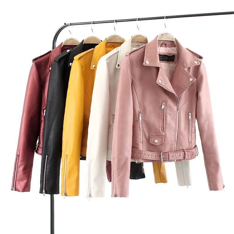 2025 Fashion Women's Short Leather Jacket Small Coat Spring Autumn Slim Moto-biker Outerwear Lady Zip-up PU Leather Coats Korean