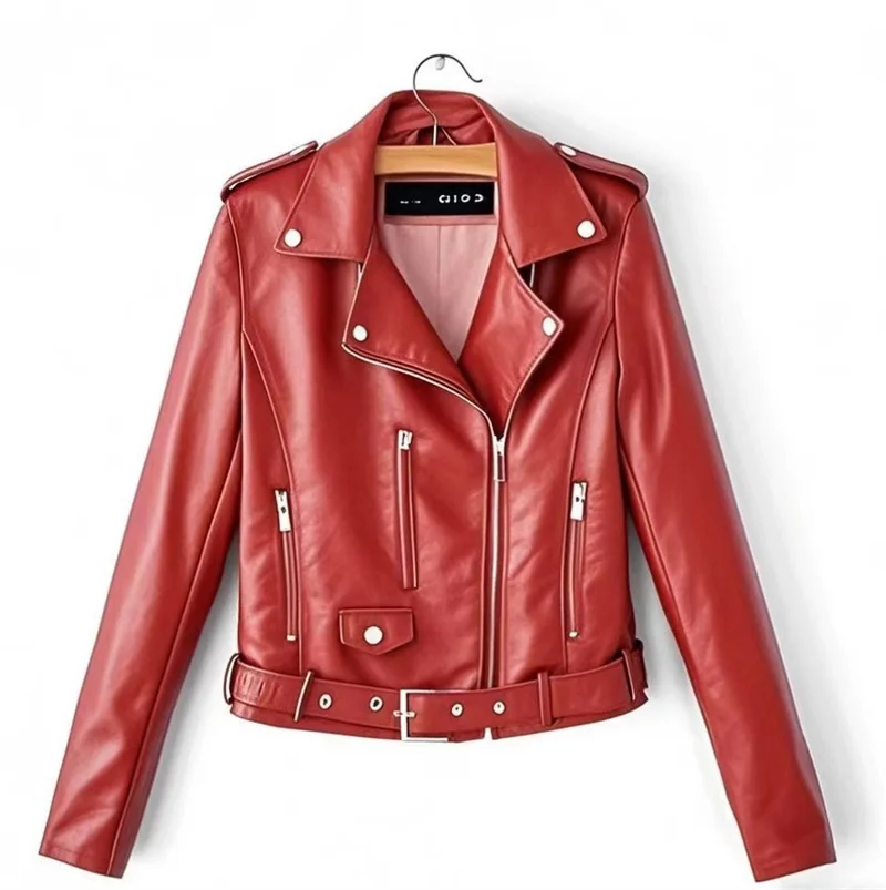 2025 Fashion Women's Short Leather Jacket Small Coat Spring Autumn Slim Moto-biker Outerwear Lady Zip-up PU Leather Coats Korean