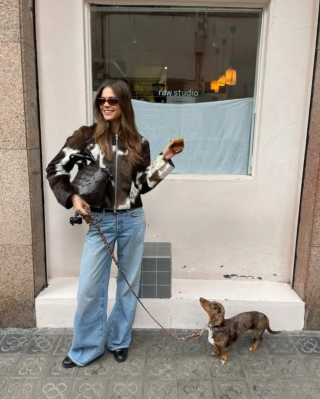 Printed Zipper Short Jacket Women Fashion Loose Pattern Full Sleeve Lapel Pockets Female Coats 2025 Autumn Street Lady Outerwear
