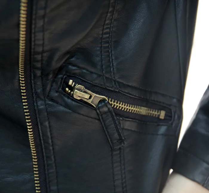 Women Leather Jackets Slim Fit Lapel Zip Up Faux Leather Biker Coat Ladies PU Cropped Top Motorcycle Wear 2022 Fashion Tide