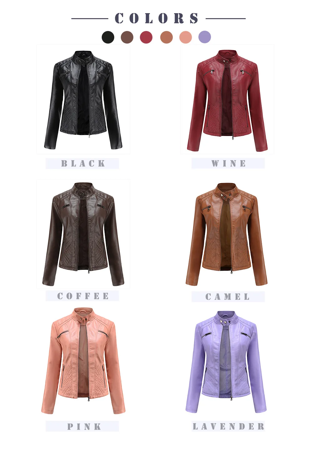 Women Leather Jacket, 2026 Autumn Spring Women's Moto Biker Zipper Jackets Red Black Apricot Coffee Coat Ladies Outerwear S-3XL