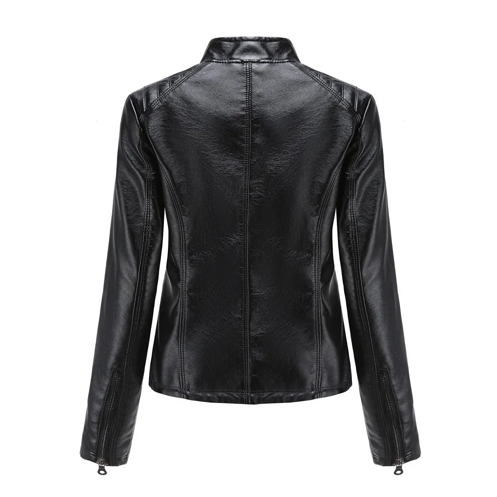 Women Leather Jacket, 2026 Autumn Spring Women's Moto Biker Zipper Jackets Red Black Apricot Coffee Coat Ladies Outerwear S-3XL