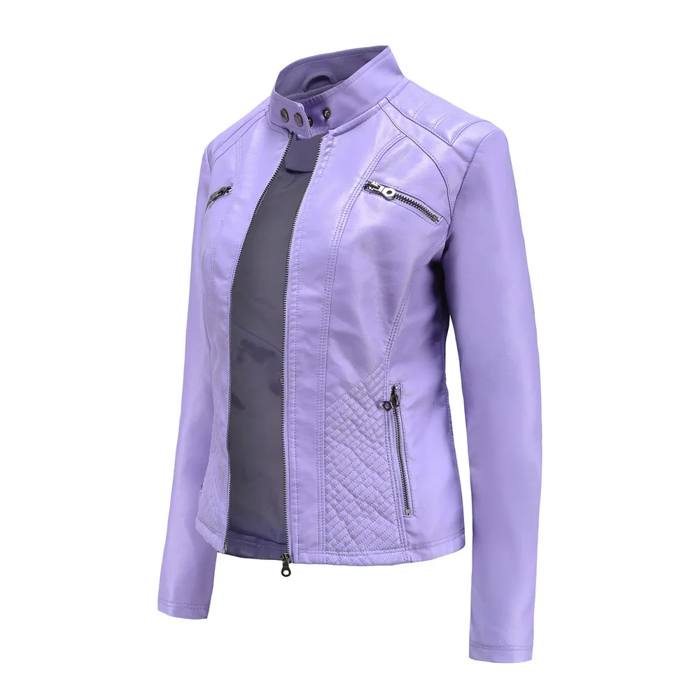 Women Leather Jacket, 2026 Autumn Spring Women's Moto Biker Zipper Jackets Red Black Apricot Coffee Coat Ladies Outerwear S-3XL