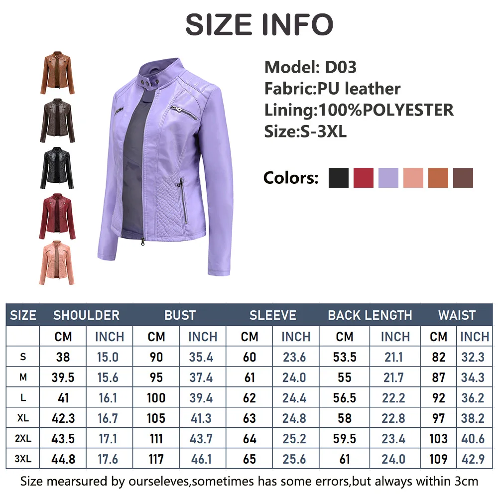 Women Leather Jacket, 2026 Autumn Spring Women's Moto Biker Zipper Jackets Red Black Apricot Coffee Coat Ladies Outerwear S-3XL