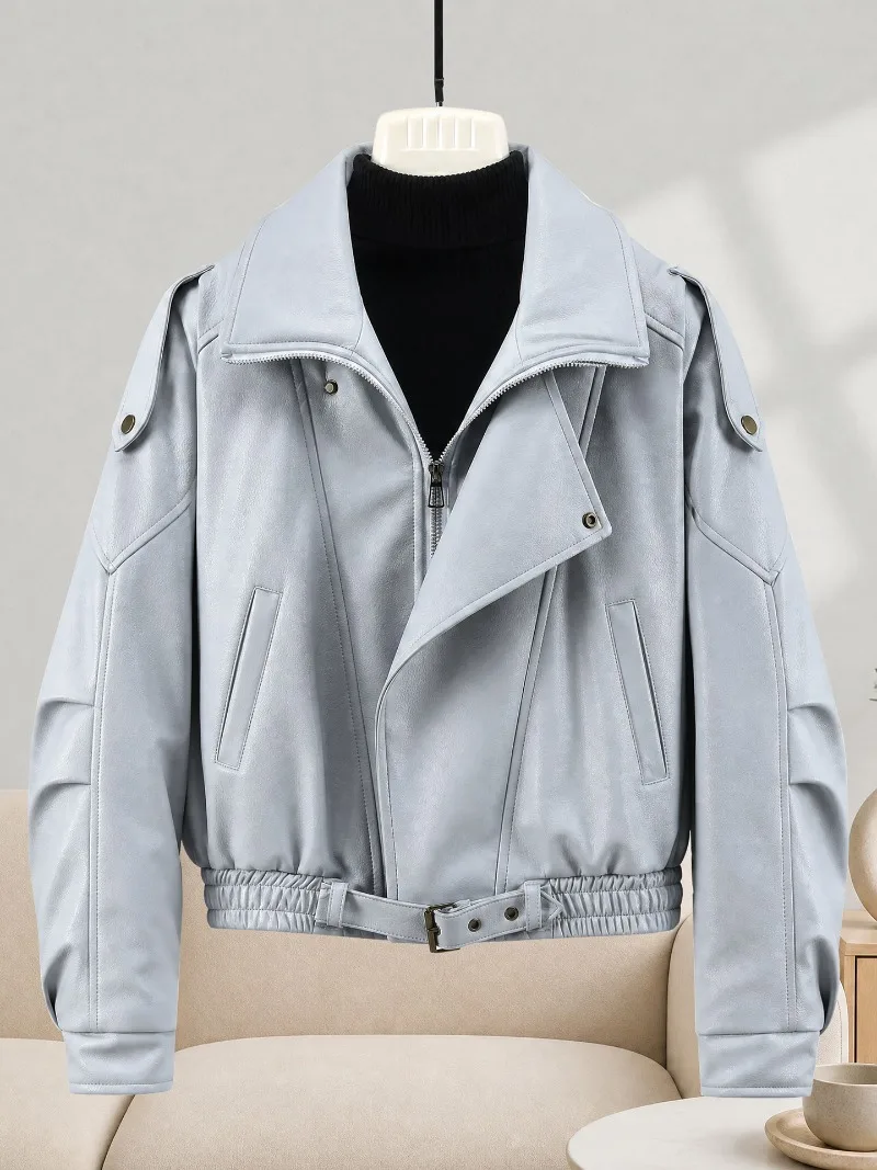 New Winter Parkas Women Leather Jacket Big Fur Collar Tooling Cotton Clothes Thicke Warm Cotton Padded Coat Female Outerwear Top