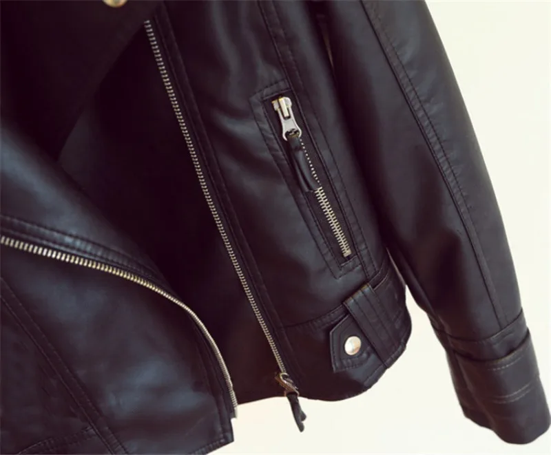 Spring Autumn Slim Lapel Leather Jacket Women Short Pu Leather Jacket Korean Ladies Locomotive Clothing Female Outerwear Tops