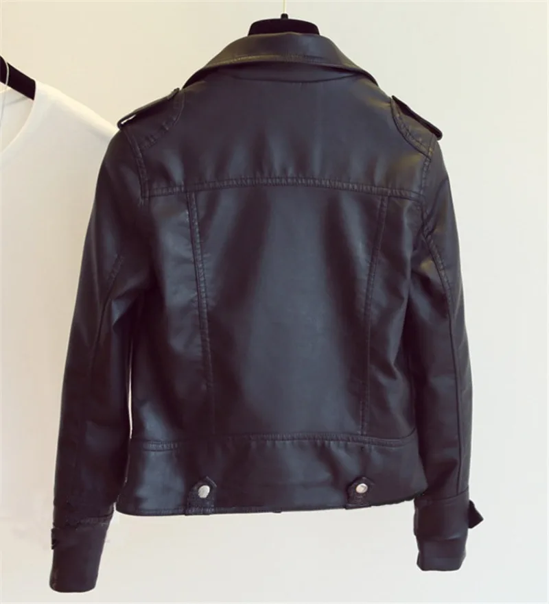 Spring Autumn Slim Lapel Leather Jacket Women Short Pu Leather Jacket Korean Ladies Locomotive Clothing Female Outerwear Tops