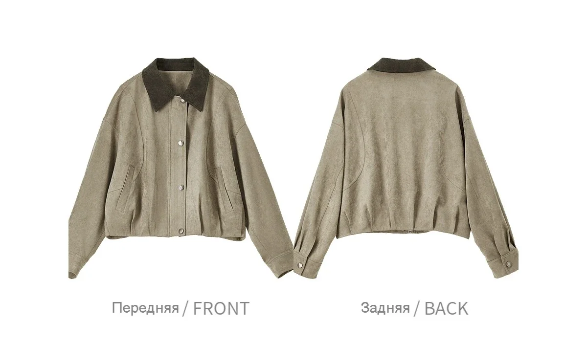 SENTUBILA Women Faux Suede Cropped Jacket Autumn 2026 Vintage Retro Vibe Drop Shoulder Loose Casual Daily Outer Coat W63WB8301