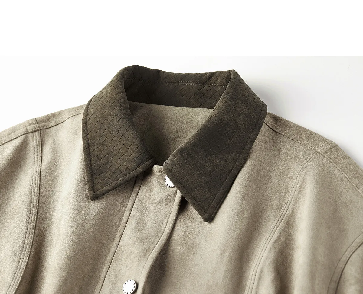 SENTUBILA Women Faux Suede Cropped Jacket Autumn 2026 Vintage Retro Vibe Drop Shoulder Loose Casual Daily Outer Coat W63WB8301