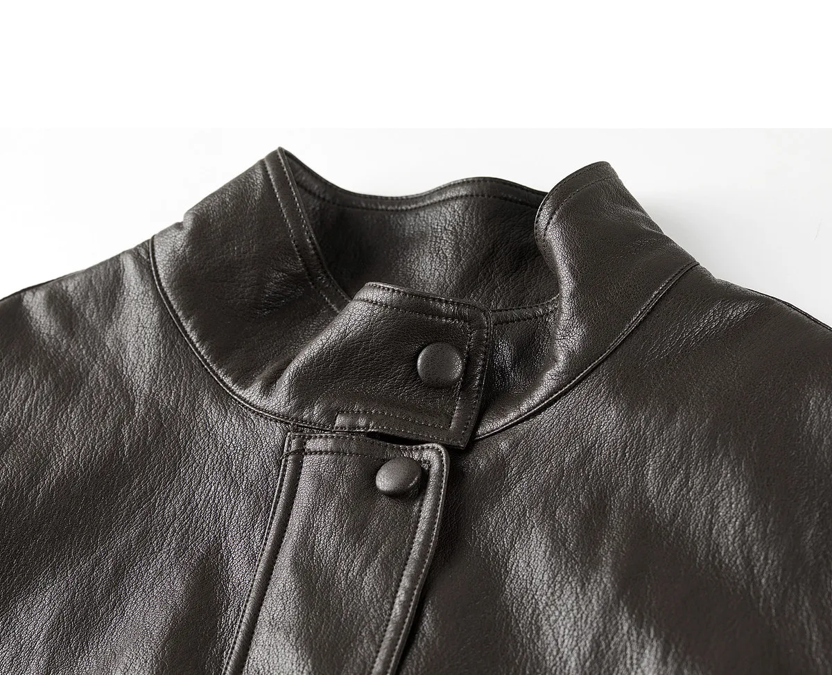 SENTUBILA Women's Retro PU Jacket Motorbike Style Loose Drop Shoulder Cropped Coat 2026 Autumn Trendy Outerwear Ladies W63GA7905