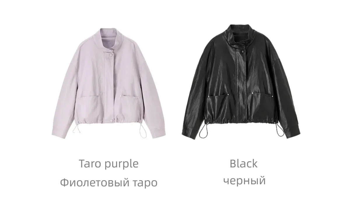 SENTUBILA Women's Retro PU Jacket Motorbike Style Loose Drop Shoulder Cropped Coat 2026 Autumn Trendy Outerwear Ladies W63GA7905