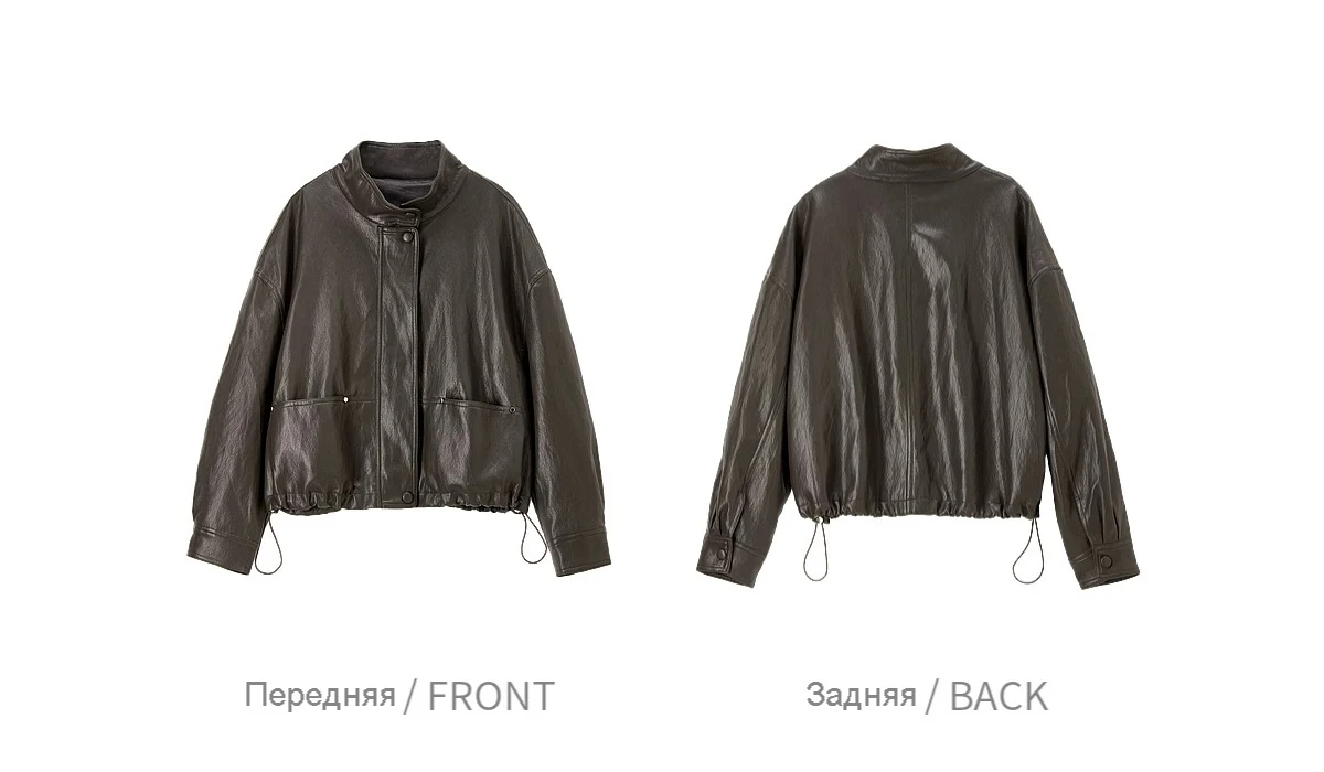 SENTUBILA Women's Retro PU Jacket Motorbike Style Loose Drop Shoulder Cropped Coat 2026 Autumn Trendy Outerwear Ladies W63GA7905