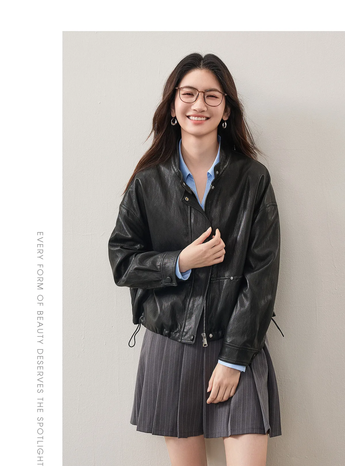 SENTUBILA Women's Retro PU Jacket Motorbike Style Loose Drop Shoulder Cropped Coat 2026 Autumn Trendy Outerwear Ladies W63GA7905