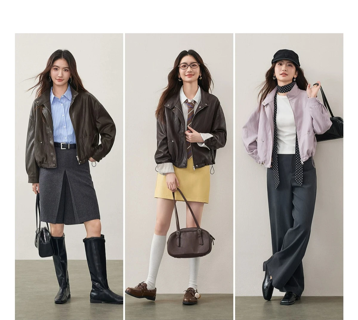 SENTUBILA Women's Retro PU Jacket Motorbike Style Loose Drop Shoulder Cropped Coat 2026 Autumn Trendy Outerwear Ladies W63GA7905