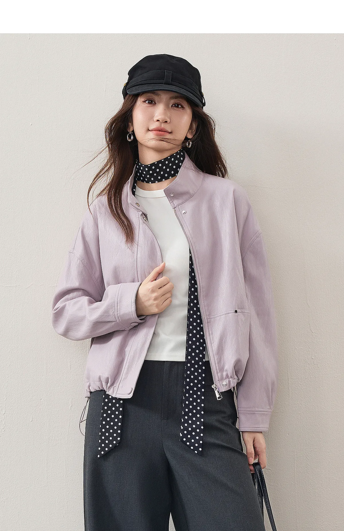 SENTUBILA Women's Retro PU Jacket Motorbike Style Loose Drop Shoulder Cropped Coat 2026 Autumn Trendy Outerwear Ladies W63GA7905