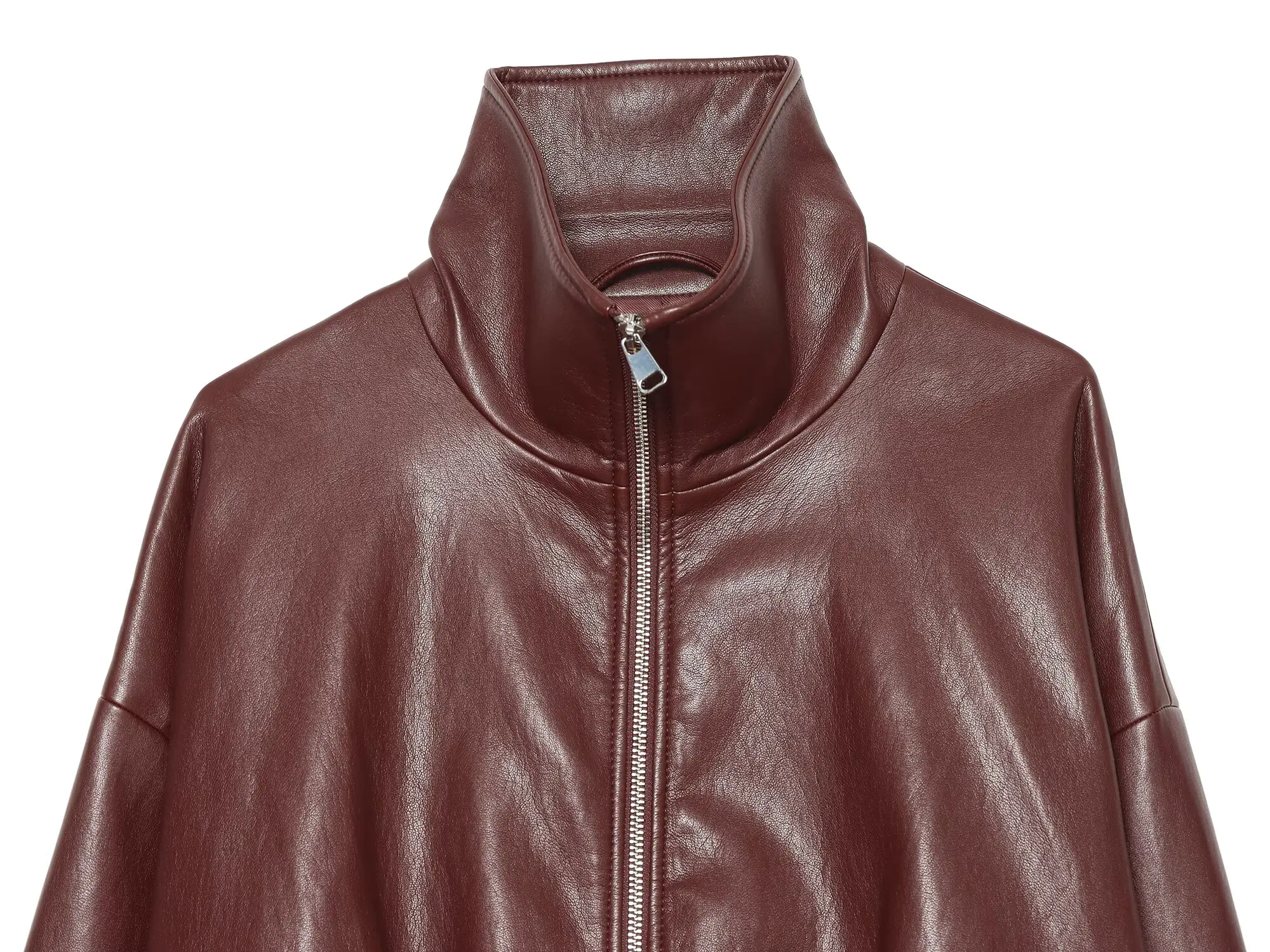 HH Vintage Women’s Cropped Faux Leather Jacket 2026 Spring Autumn Long Sleeve Stand-Collar Zip-Up Biker Style Coat Streetwear