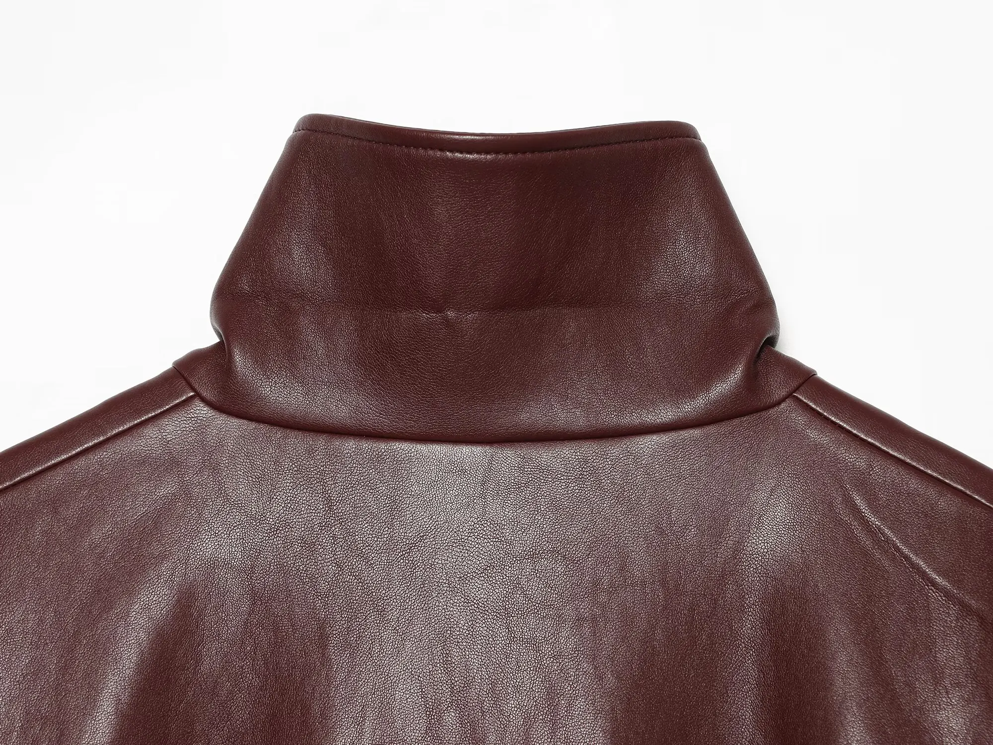 HH Vintage Women’s Cropped Faux Leather Jacket 2026 Spring Autumn Long Sleeve Stand-Collar Zip-Up Biker Style Coat Streetwear