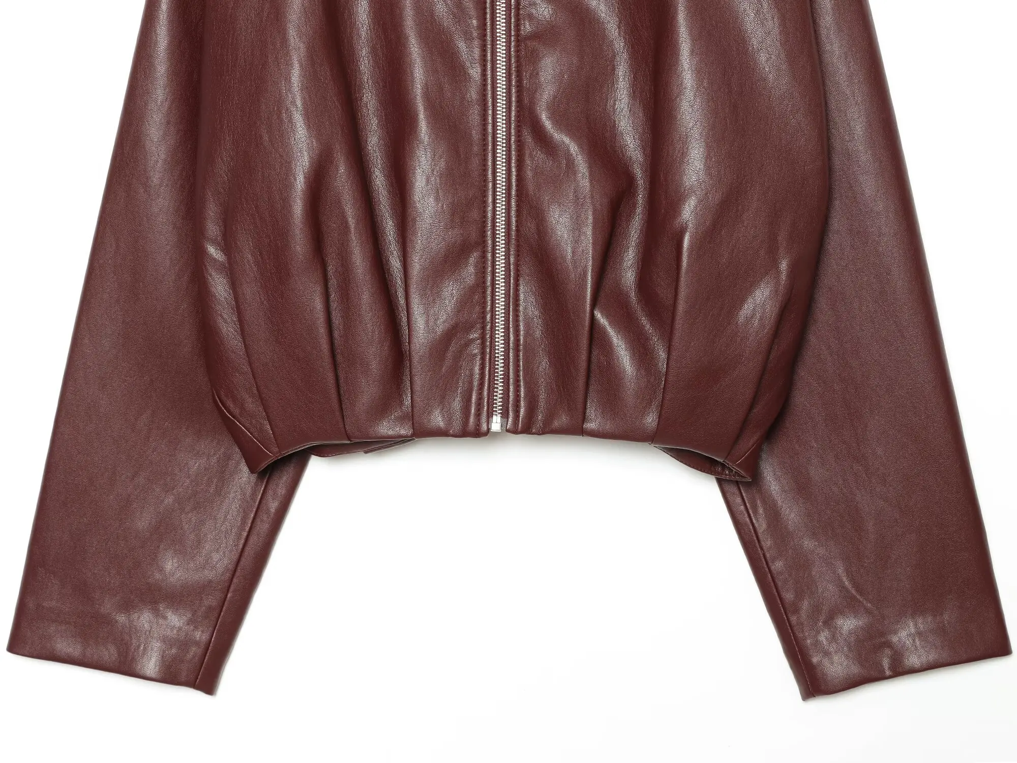 HH Vintage Women’s Cropped Faux Leather Jacket 2026 Spring Autumn Long Sleeve Stand-Collar Zip-Up Biker Style Coat Streetwear