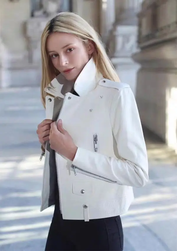 2025 New Womens Faux PU Leather Jacket Casual Lady Lapel Zipper Jacket Female Motorcycle Leather Coats