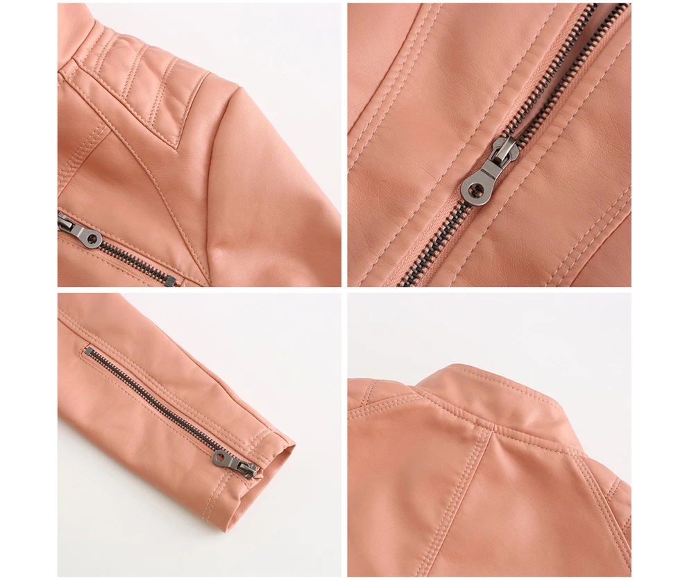 Autumn Winter Ladies PU Leather Jackets Outdoor Female Windproof Warm Jacket Fashion Girls Motorcycle Leather Jacket Clothing