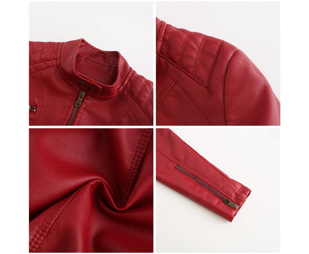 Autumn Winter Ladies PU Leather Jackets Outdoor Female Windproof Warm Jacket Fashion Girls Motorcycle Leather Jacket Clothing