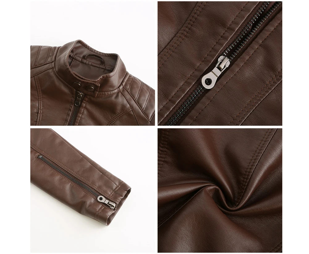 Autumn Winter Ladies PU Leather Jackets Outdoor Female Windproof Warm Jacket Fashion Girls Motorcycle Leather Jacket Clothing