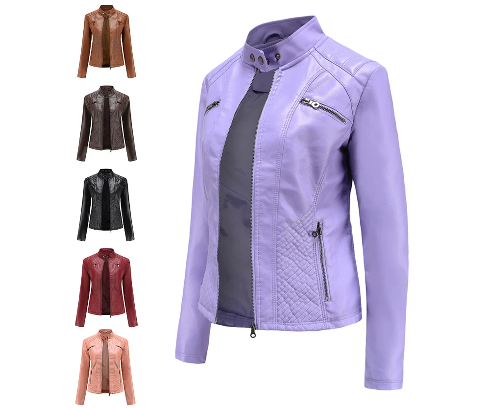 Autumn Winter Ladies PU Leather Jackets Outdoor Female Windproof Warm Jacket Fashion Girls Motorcycle Leather Jacket Clothing