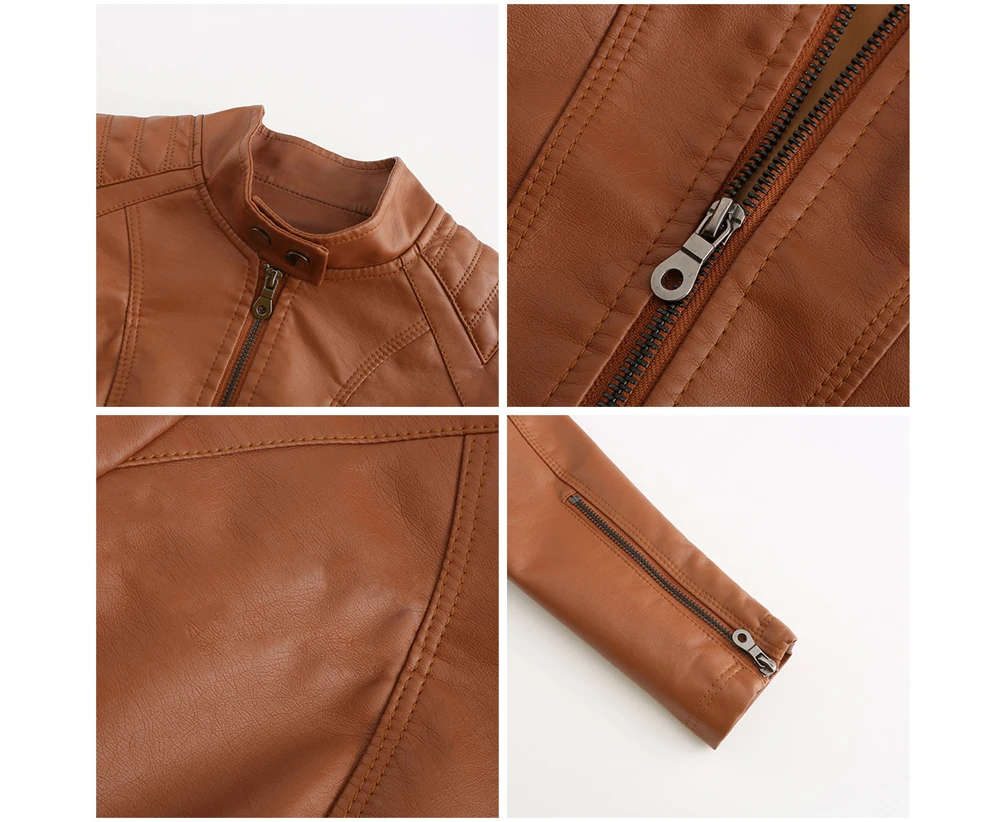 Autumn Winter Ladies PU Leather Jackets Outdoor Female Windproof Warm Jacket Fashion Girls Motorcycle Leather Jacket Clothing