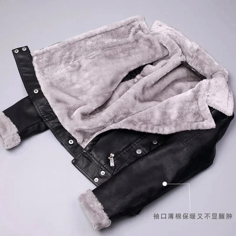 Short Women's Leather Jacket New Autumn/Winter Plus Velvet Thickened Western Style PU 2025 Suit Collar Coat