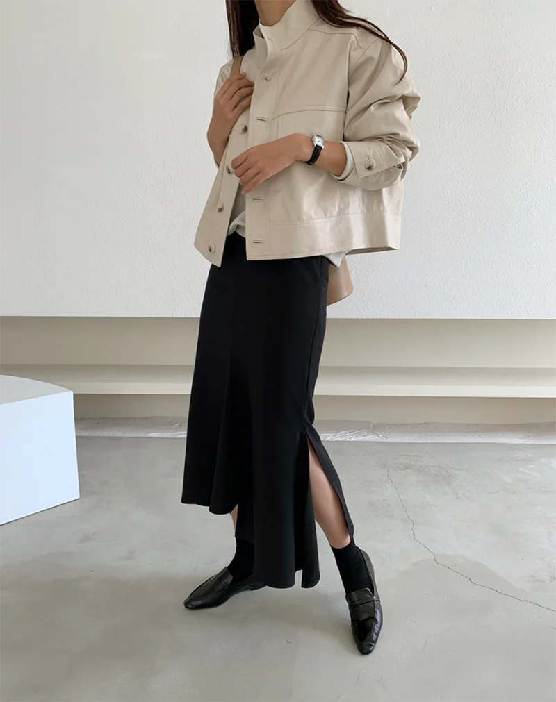 ZURICHOUSE Simple Wild Single Breasted Leather Jacket Women Fashion Stand Collar Loose Casual Faux Leather Locomotive Coat