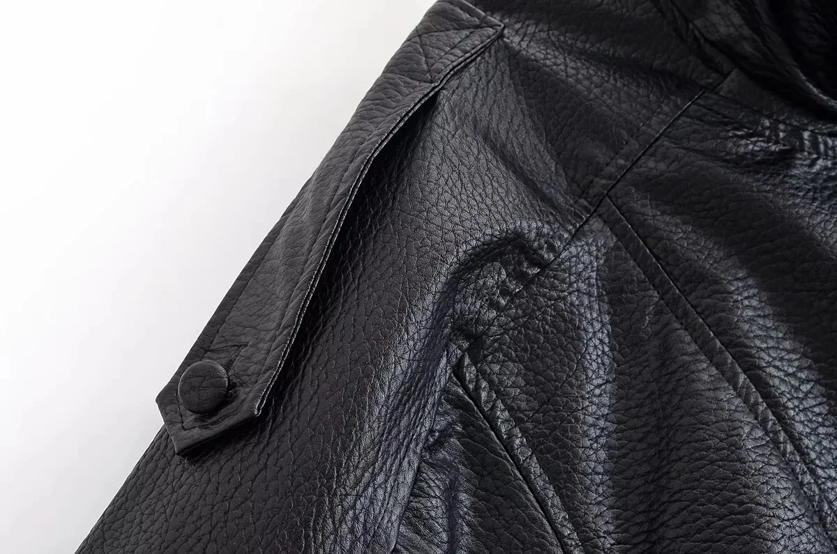 KONDALA 2026 Spring Autumn Faux Leather Women Vintage Coats Fashion Streetwear Zipper Turndown Collar Christmas Ladies Leathers