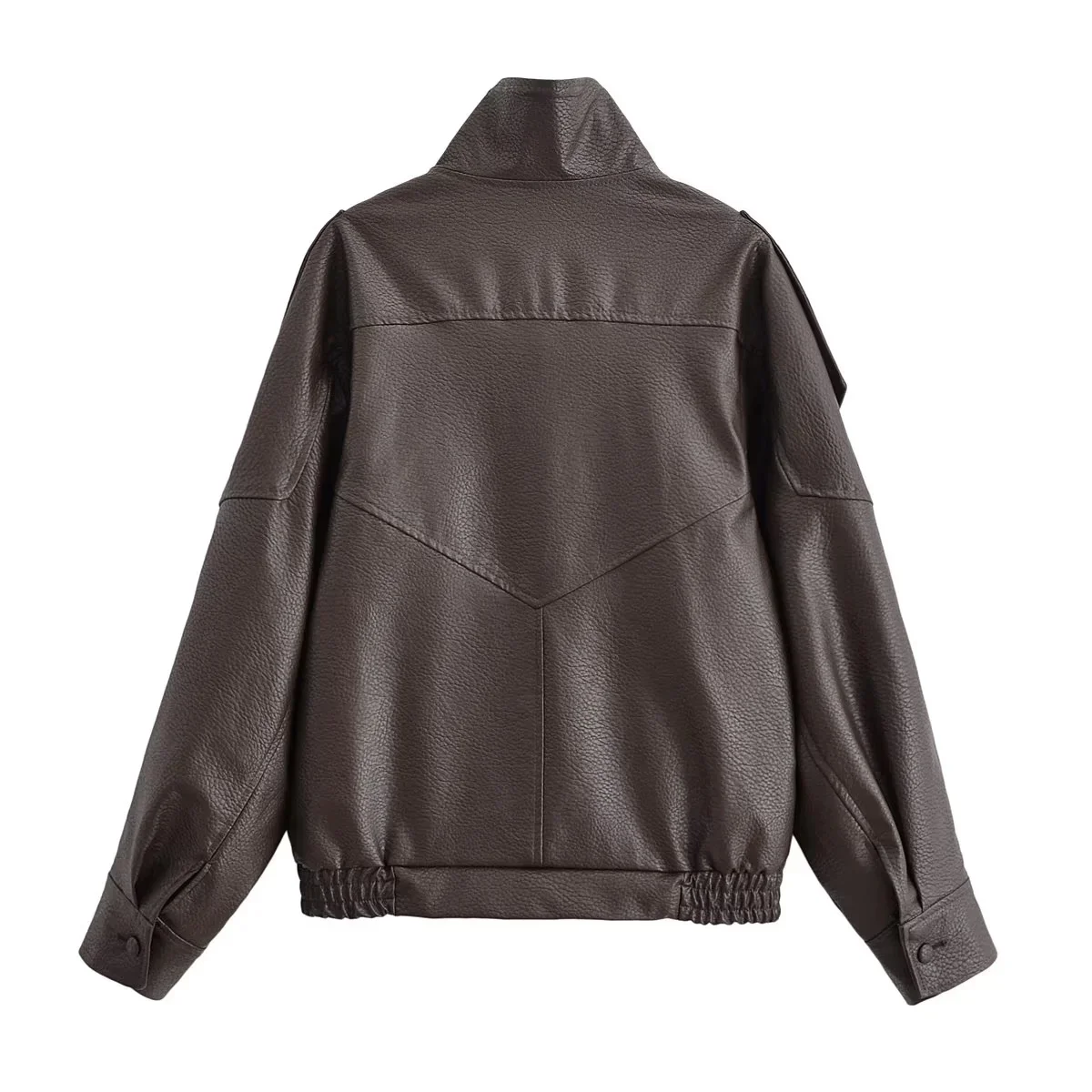 KONDALA 2026 Spring Autumn Faux Leather Women Vintage Coats Fashion Streetwear Zipper Turndown Collar Christmas Ladies Leathers