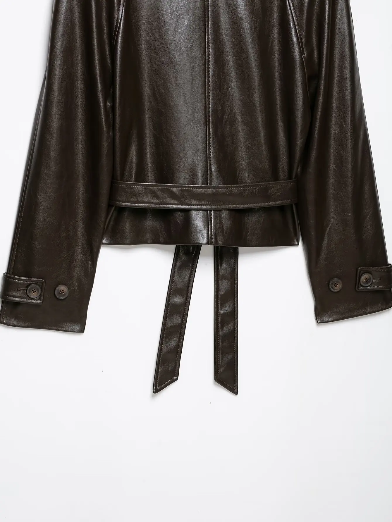 Leather Jackets Women's With Belt Coat 2026 zanban Coat Solid Streetwear Fashion Outwear With Button Woman Long Sleeve Coat Tops