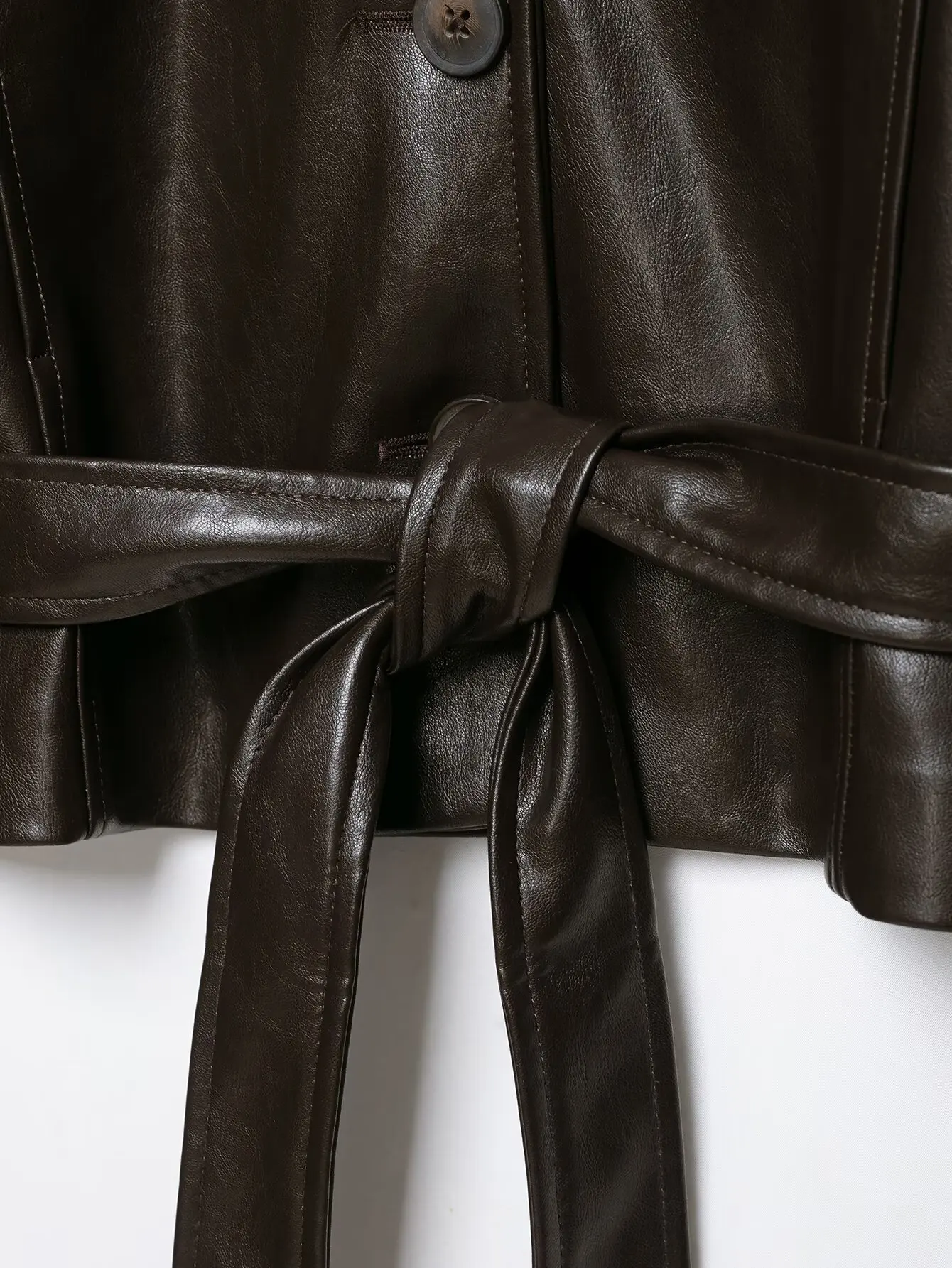Leather Jackets Women's With Belt Coat 2026 zanban Coat Solid Streetwear Fashion Outwear With Button Woman Long Sleeve Coat Tops