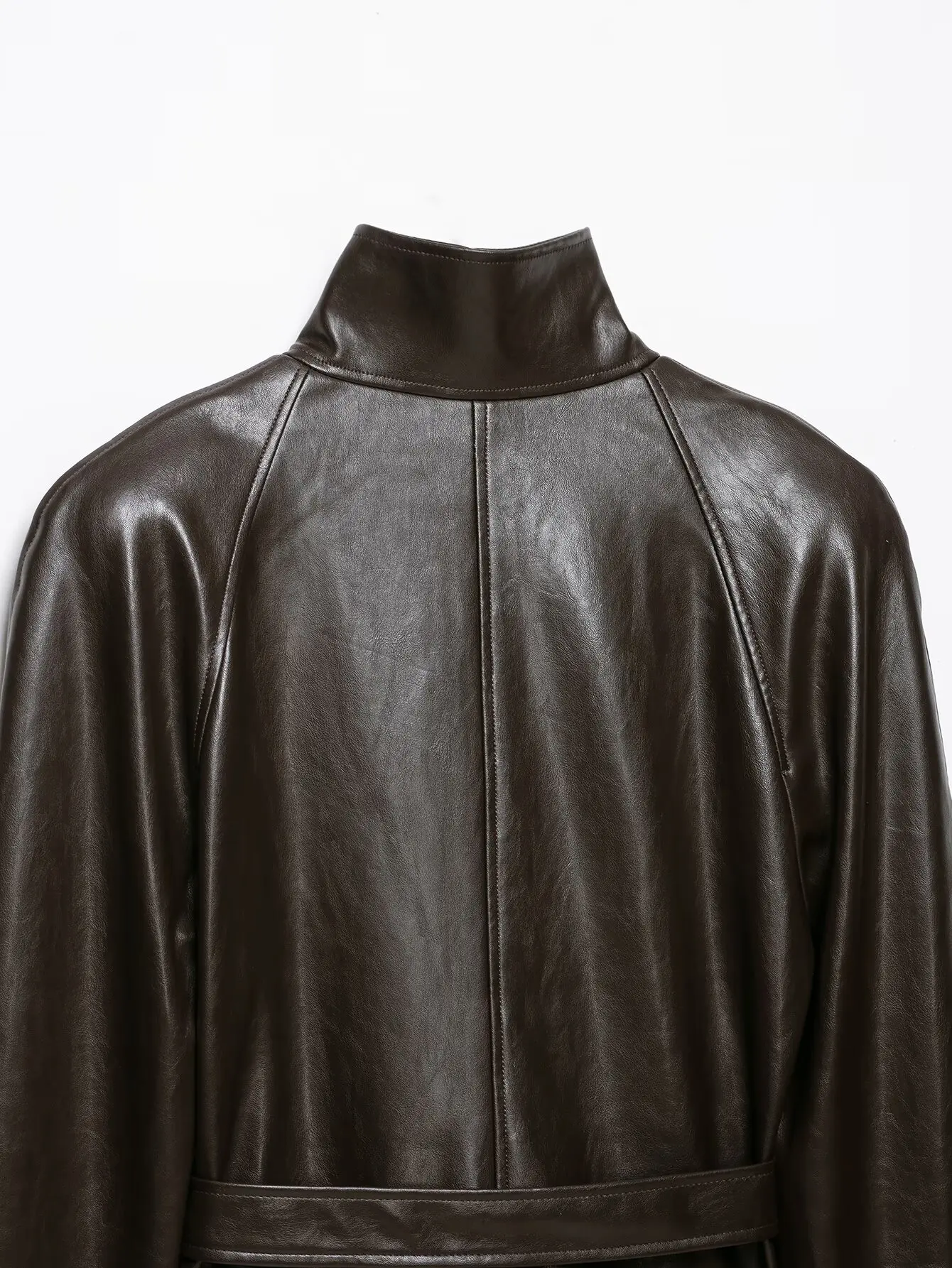 Leather Jackets Women's With Belt Coat 2026 zanban Coat Solid Streetwear Fashion Outwear With Button Woman Long Sleeve Coat Tops