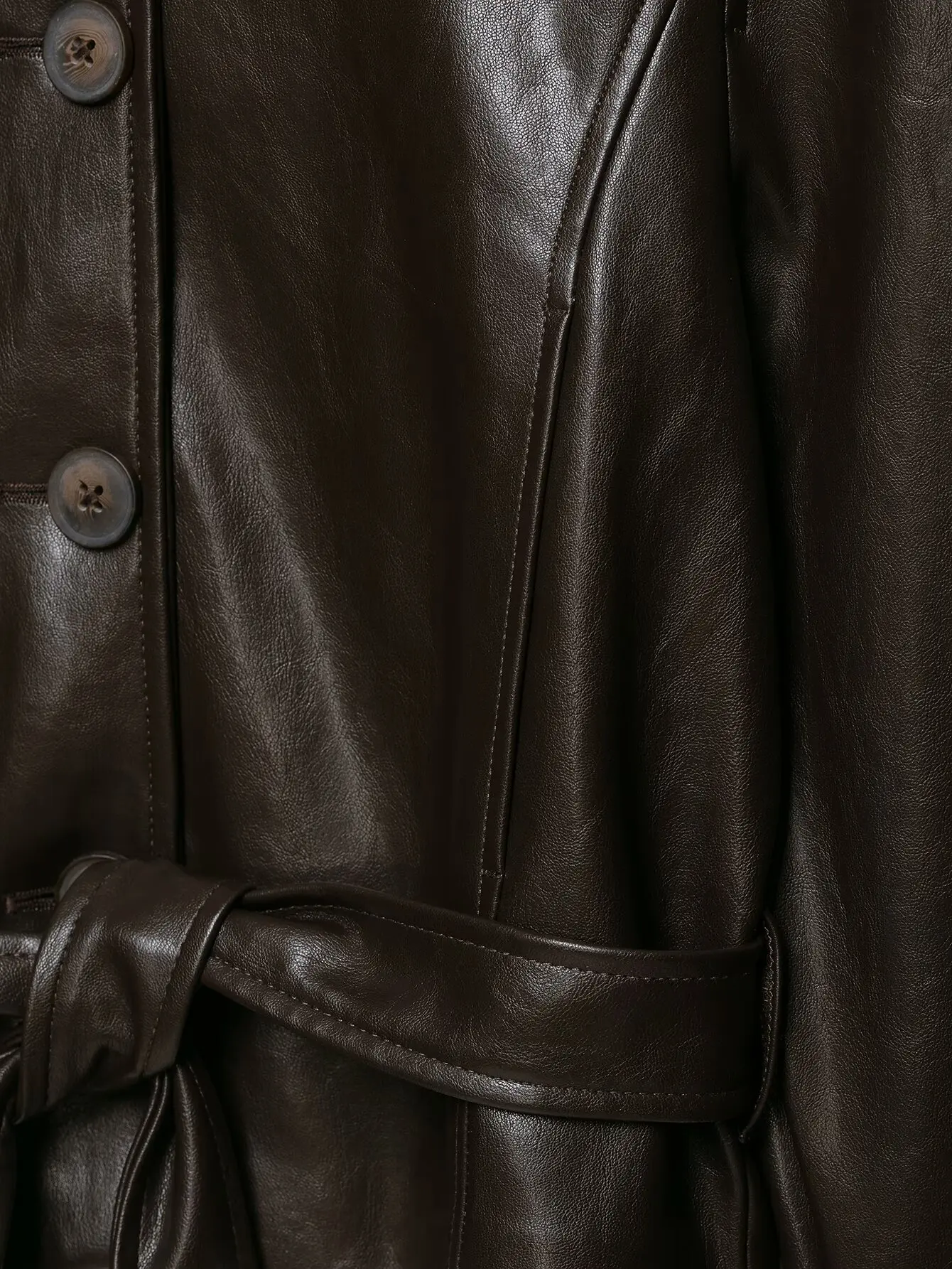 Leather Jackets Women's With Belt Coat 2026 zanban Coat Solid Streetwear Fashion Outwear With Button Woman Long Sleeve Coat Tops