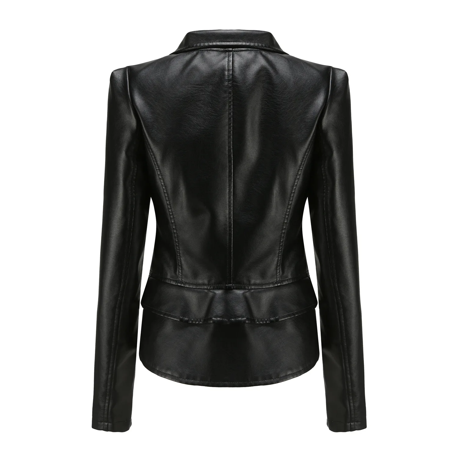 Spring Autumn Motorcycle PU Leather Jacket Women Casual Leather Coat Female Long Sleeve Turn-down Collar Solid Outwear
