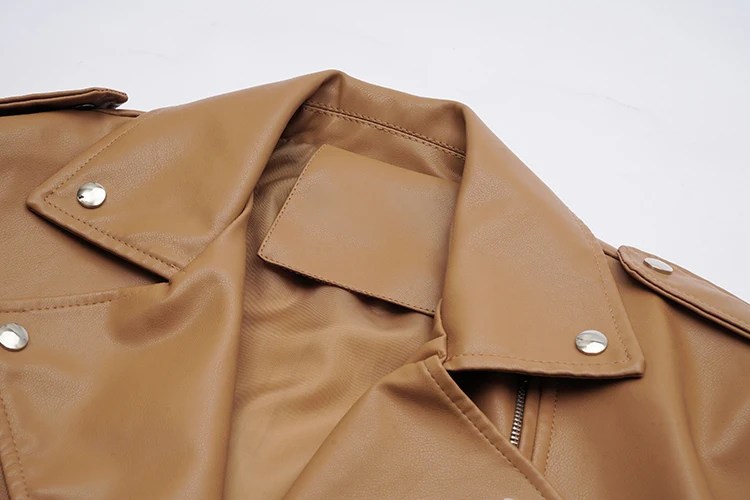 FTLZZ Spring Autumn Faux Leather Jackets Women Loose Casual Coat Female Drop-shoulder Motorcycles Locomotive Outwear With Belt