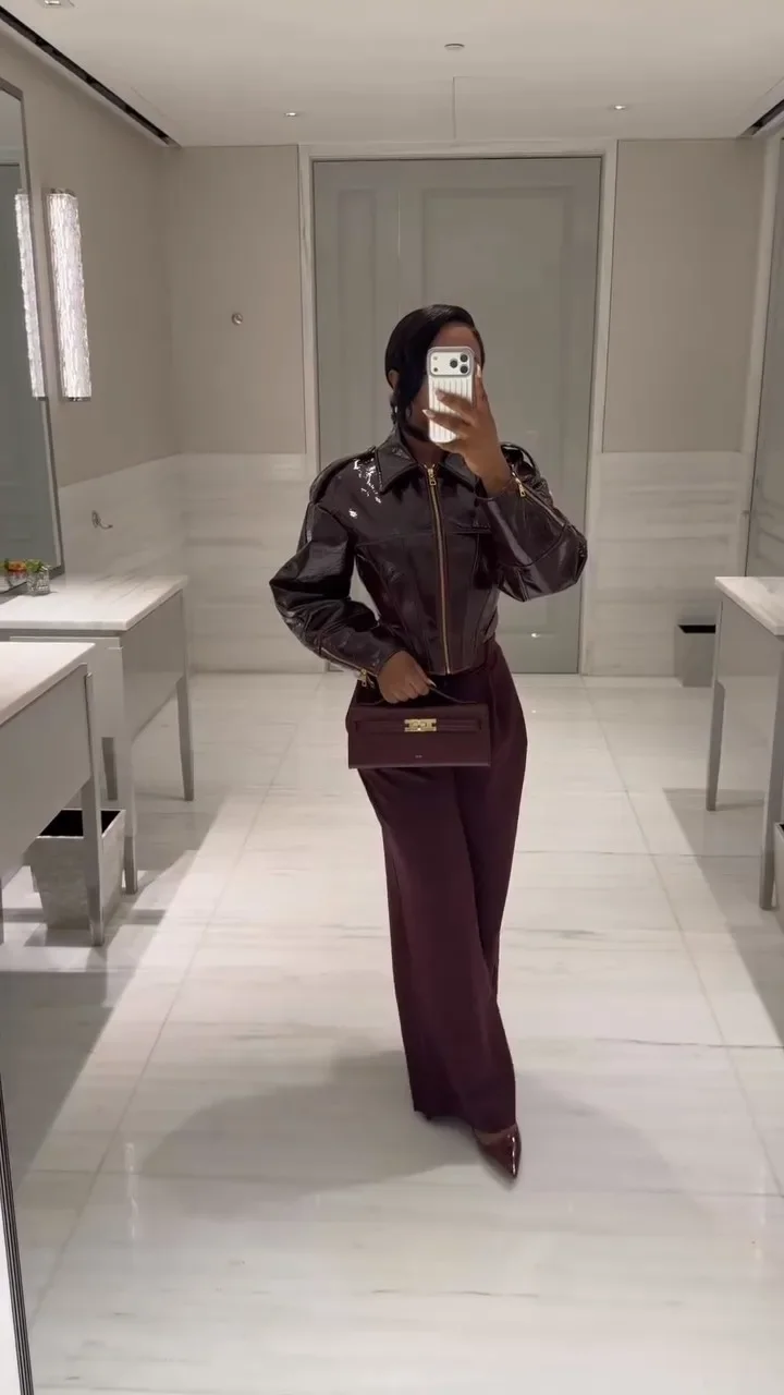 Fashion Coated Cinched-waist Leather Jacket Women Retro Lapel Full Sleeve Zipper Fishbone Coats Lady Autumn Highstreet Coat 2026