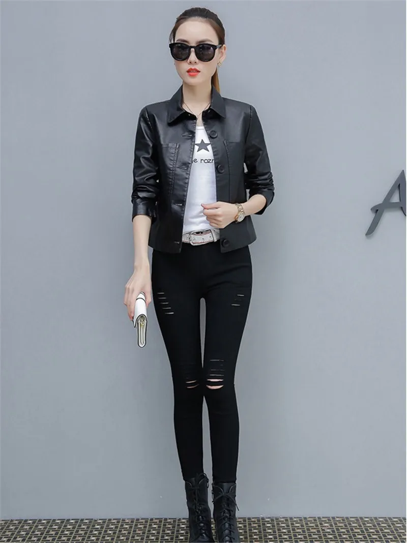 Pu Motorcycle Leather Coat Women's 2026 Spring Autumn New Hong Kong Style Chic Jacket Short Loose Fashion Wild Leather Jackets